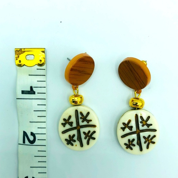 Wood and Bead Drop Earrings - Picture 4 of 4